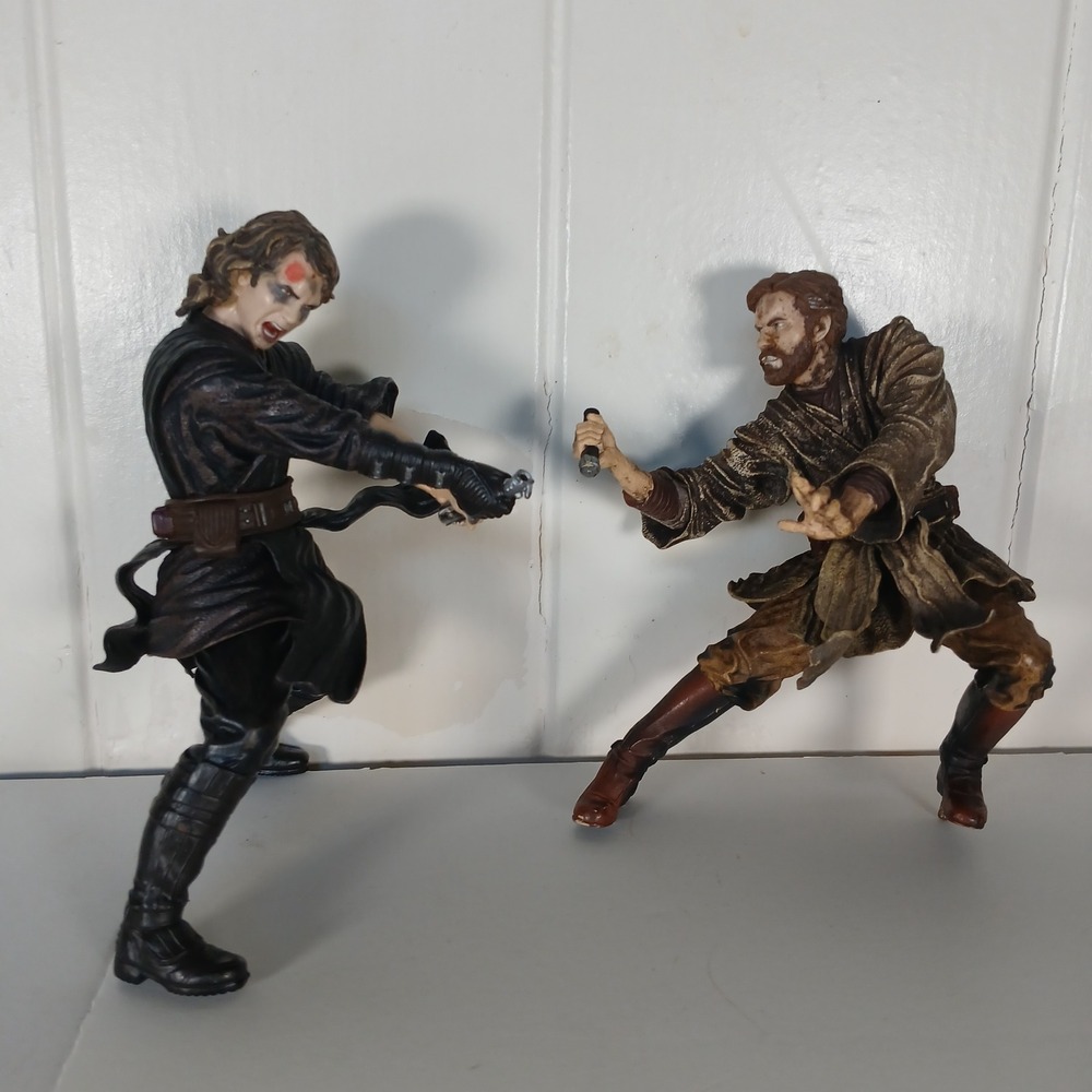 Vintage 2005 Star Wars Unleashed Action Figures Anakin Obi-Wan Duel Hasbro LFL